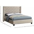 Bowery Hill Contemporary Solid Wood Linen Wing Back King Bed in Beige