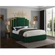Bowery Hill Contemporary Green Velvet Queen Bed with Polished Gold Metal Frame