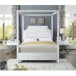 Bowery Hill Contemporary Deep Detailed Tufted Velvet Queen Bed in White