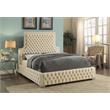 Bowery Hill Contemporary Deep Button Tufted Rich Velvet Queen Bed in Cream