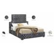 Bowery Hill Contemporary Deep Button Tufted Rich Velvet Queen Bed in Gray