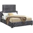Bowery Hill Contemporary Deep Button Tufted Rich Velvet Queen Bed in Gray