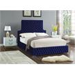 Bowery Hill Contemporary Deep Button Tufted Rich Velvet King Bed in Navy