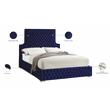 Bowery Hill Contemporary Deep Button Tufted Rich Velvet Queen Bed in Navy