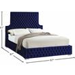 Bowery Hill Contemporary Deep Button Tufted Rich Velvet Queen Bed in Navy