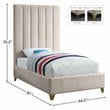 Bowery Hill Contemporary Deep Channel Tufted Rich Velvet Twin Bed in Cream