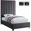 Bowery Hill Contemporary Deep Channel Tufted Rich Velvet Twin Bed in Gray