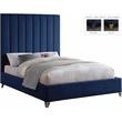Bowery Hill Contemporary Deep Channel Tufted Rich Velvet Full Bed in Navy