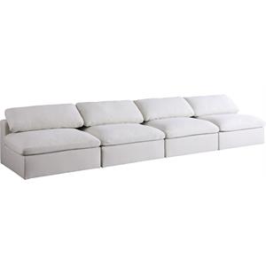 Bowery Hill Upholstered Deluxe Cream Linen Fabric Modular Armless Sofa