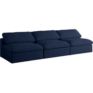 Bowery Hill Upholstered Deluxe Navy Linen Fabric Modular Armless Sofa