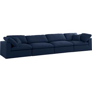 Bowery Hill Upholstered Navy Durable Linen Fabric Deluxe Modular Sofa