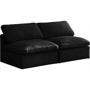 Bowery Hill Contemporary Standard Black Velvet Modular Armless Sofa