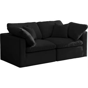 Bowery Hill Contemporary Soft Standard Black Velvet Modular Sofa