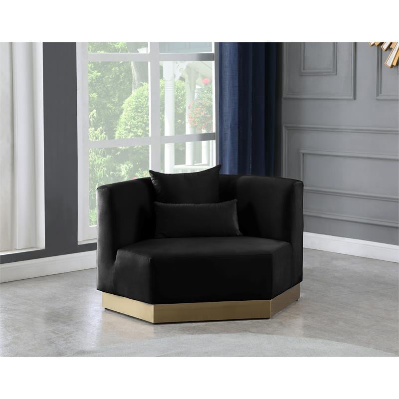 Bowery Hill Upholstered Black Velvet Chair with Stainless Steel Base