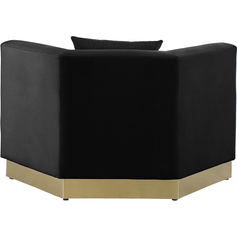 Bowery Hill Upholstered Black Velvet Chair with Stainless Steel Base