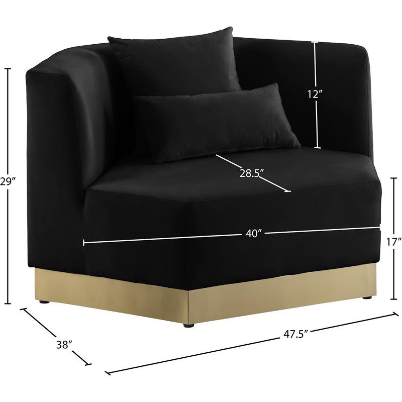 Bowery Hill Upholstered Black Velvet Chair with Stainless Steel Base