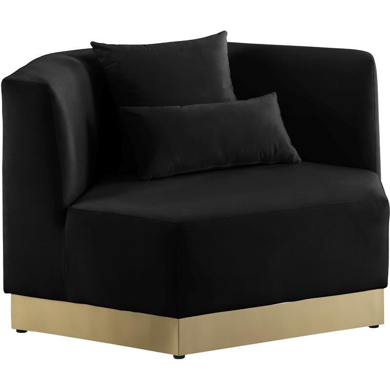 Bowery Hill Upholstered Black Velvet Chair with Stainless Steel Base