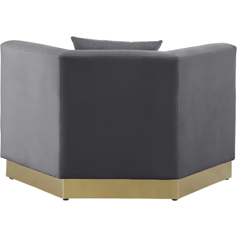 Bowery Hill Contemporary Upholstered Gray Velvet Chair with Stainless Steel Base
