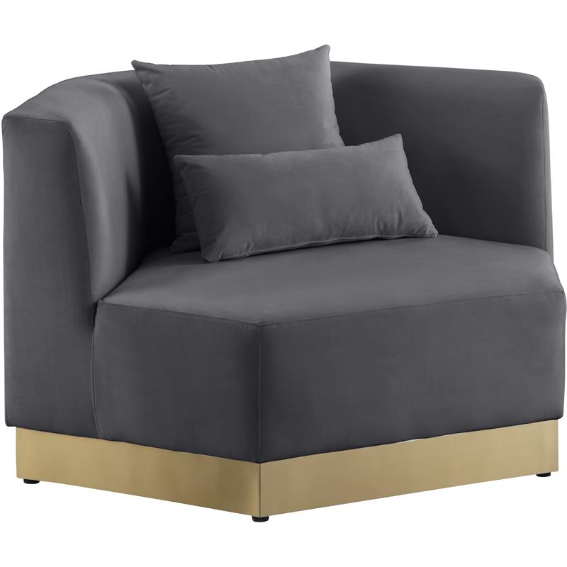 Bowery Hill Contemporary Upholstered Gray Velvet Chair with Stainless Steel Base