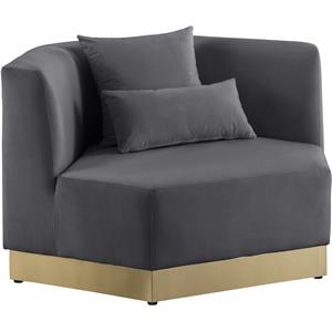 Bowery Hill Contemporary Upholstered Gray Velvet Chair with Stainless Steel Base