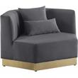 Bowery Hill Contemporary Upholstered Gray Velvet Chair with Stainless Steel Base