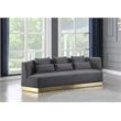 Bowery Hill Contemporary Upholstered Gray Velvet Sofa with Stainless Steel Base