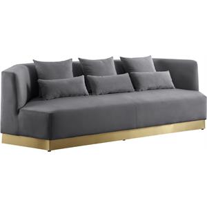 Bowery Hill Contemporary Upholstered Gray Velvet Sofa with Stainless Steel Base