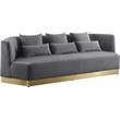 Bowery Hill Contemporary Upholstered Gray Velvet Sofa with Stainless Steel Base