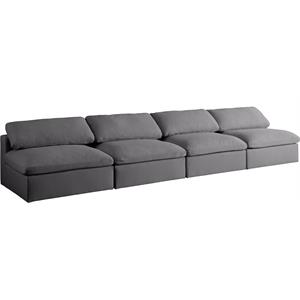 Bowery Hill Upholstered Deluxe Gray Linen Fabric Modular Armless Sofa