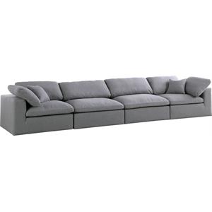Bowery Hill Upholstered Gray Durable Linen Fabric Deluxe Modular Sofa
