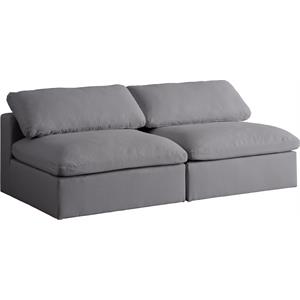Bowery Hill Upholstered Deluxe Gray Linen Fabric Modular Armless Sofa