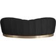 Bowery Hill Upholstered Black Velvet Sofa with Sturdy Stainless Steel Base