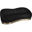 Bowery Hill Upholstered Black Velvet Sofa with Sturdy Stainless Steel Base
