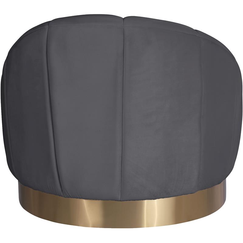 Bowery Hill Upholstered Gray Velvet Chair with Sturdy Stainless Steel Base