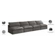 Bowery Hill Contemporary Standard Gray Velvet Modular Armless Sofa