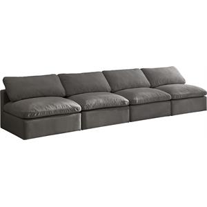 Bowery Hill Contemporary Standard Gray Velvet Modular Armless Sofa