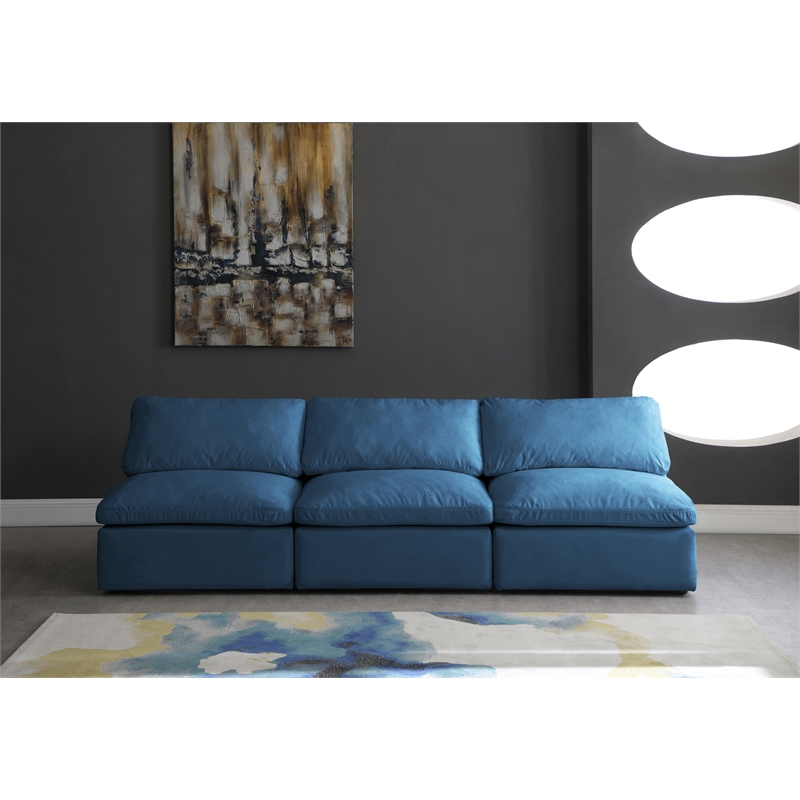Bowery Hill Contemporary Standard Navy Velvet Modular Armless Sofa