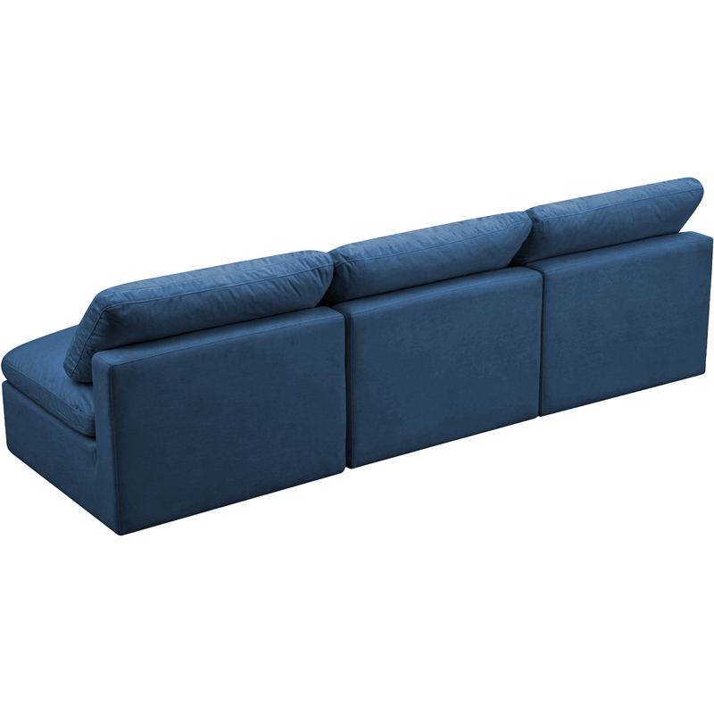 Bowery Hill Contemporary Standard Navy Velvet Modular Armless Sofa