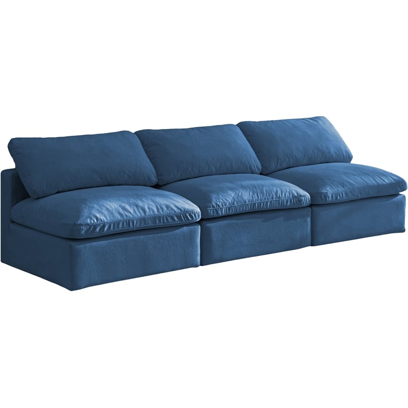 Bowery Hill Contemporary Standard Navy Velvet Modular Armless Sofa