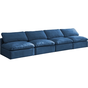 Bowery Hill Contemporary Standard Navy Velvet Modular Armless Sofa