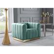 Bowery Hill Upholstered Mint Velvet Chair with Sturdy Stainless Steel Base