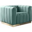 Bowery Hill Upholstered Mint Velvet Chair with Sturdy Stainless Steel Base