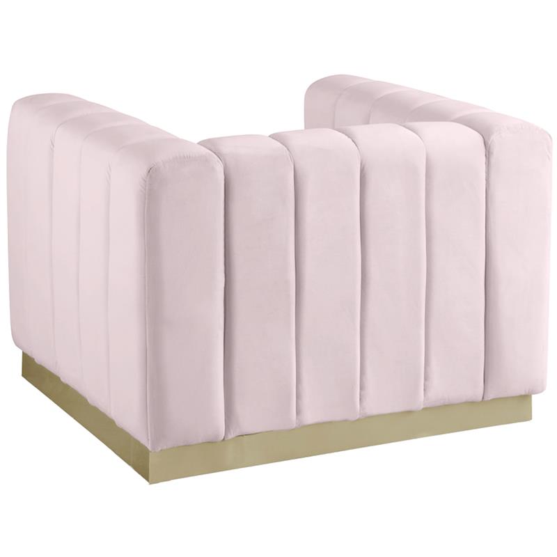 Bowery Hill Upholstered Pink Velvet Chair with Sturdy Stainless Steel Base