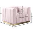 Bowery Hill Upholstered Pink Velvet Chair with Sturdy Stainless Steel Base