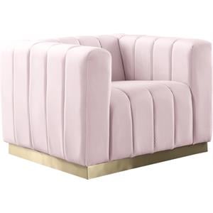 Bowery Hill Upholstered Pink Velvet Chair with Sturdy Stainless Steel Base