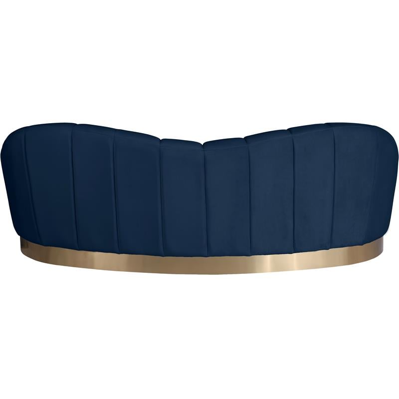 Bowery Hill Upholstered Navy Velvet Sofa with Sturdy Stainless Steel Base