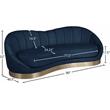 Bowery Hill Upholstered Navy Velvet Sofa with Sturdy Stainless Steel Base