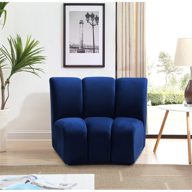 Bowery Hill Contemporary Upholstered Navy Velvet Modular Chair