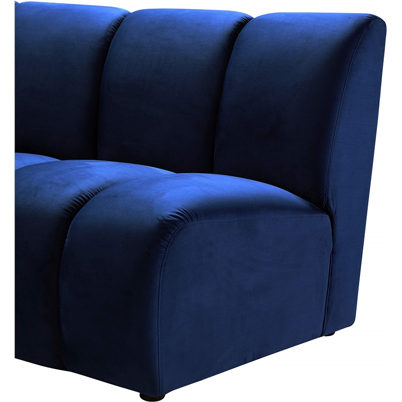 Bowery Hill Contemporary Upholstered Navy Velvet Modular Chair