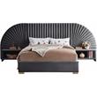 Bowery Hill Contemporary Soft Gray Durable Velvet King Bed with Gold Steel Legs